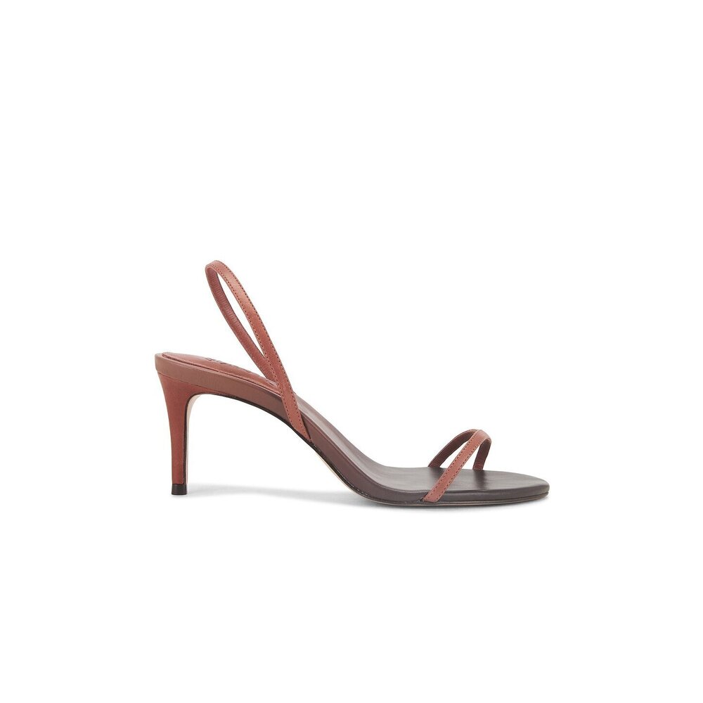 Schutz Diana Mid Sandal in Sauvage brown open toe sling-back high heel